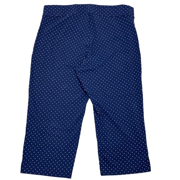 Lands' End Stretch Capri Pants Womens 2XL Navy Dot Pull-On Nautical Summer Beach - Picture 2 of 8
